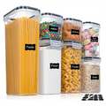 7-Piece Airtight Pantry Storage Container Set – BPA-Free Stackable Clear Food Containers with Labels